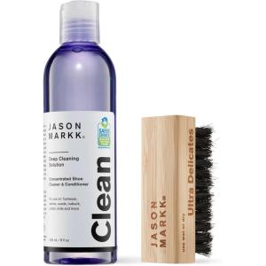 imageJason Markk Deep Cleaning Solution ampamp Ultra Delicates Shoe Cleaning Brush Bundle 2Piece Shoe and Sneaker Cleaner Set Deep Cleaning and Extra Gentle Safe for Leather Suede Nubuck Cotton Knits