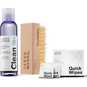 imageJason Markk Essential Kit ampamp Quick Wipes Bundle 2Piece Shoe Cleaner Set with 30Pack of Wipes Deep Cleaning for Durables ampamp Suede Brush Footwear ampamp Sneaker Care Full Grain Leather Rubber ampamp More