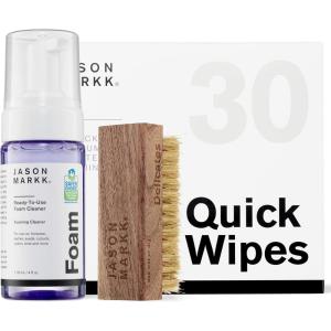 imageJason Markk Quick Clean Kit ampamp Quick Wipes Bundle Show Cleaning Set w 30Pack of Wipes ReadyToUse Foam ampamp Delicates Brush Ideal for Footwear Safe for Leather Suede Nubuck Cotton Knits