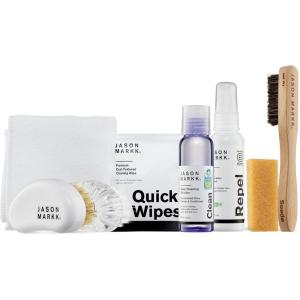imageJason Markk Starter Box ampamp Suede 8Piece Cleaning Kit Bundle Suede Brush ampamp Stain Eraser Deep Cleaning Solution Two Brushes ampamp Microfiber Towel Safe for Leather Suede Nubuck Cotton Wool Felt K