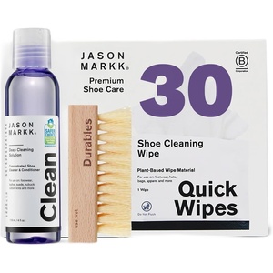 image:imageJason Markk Essential amp Quick Wipes Shoe Care Bundle  Essential Cleaning Kit 4oz Deep Cleaning Solution amp Durables Brush  Quick Wipes 30 Pack Sneaker Cleaner amp OntheGo Stain Remover